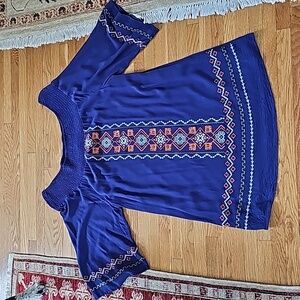 Evereve (Braeve brand) Boho 3/4 sleeve smocked neckline dress size Medium